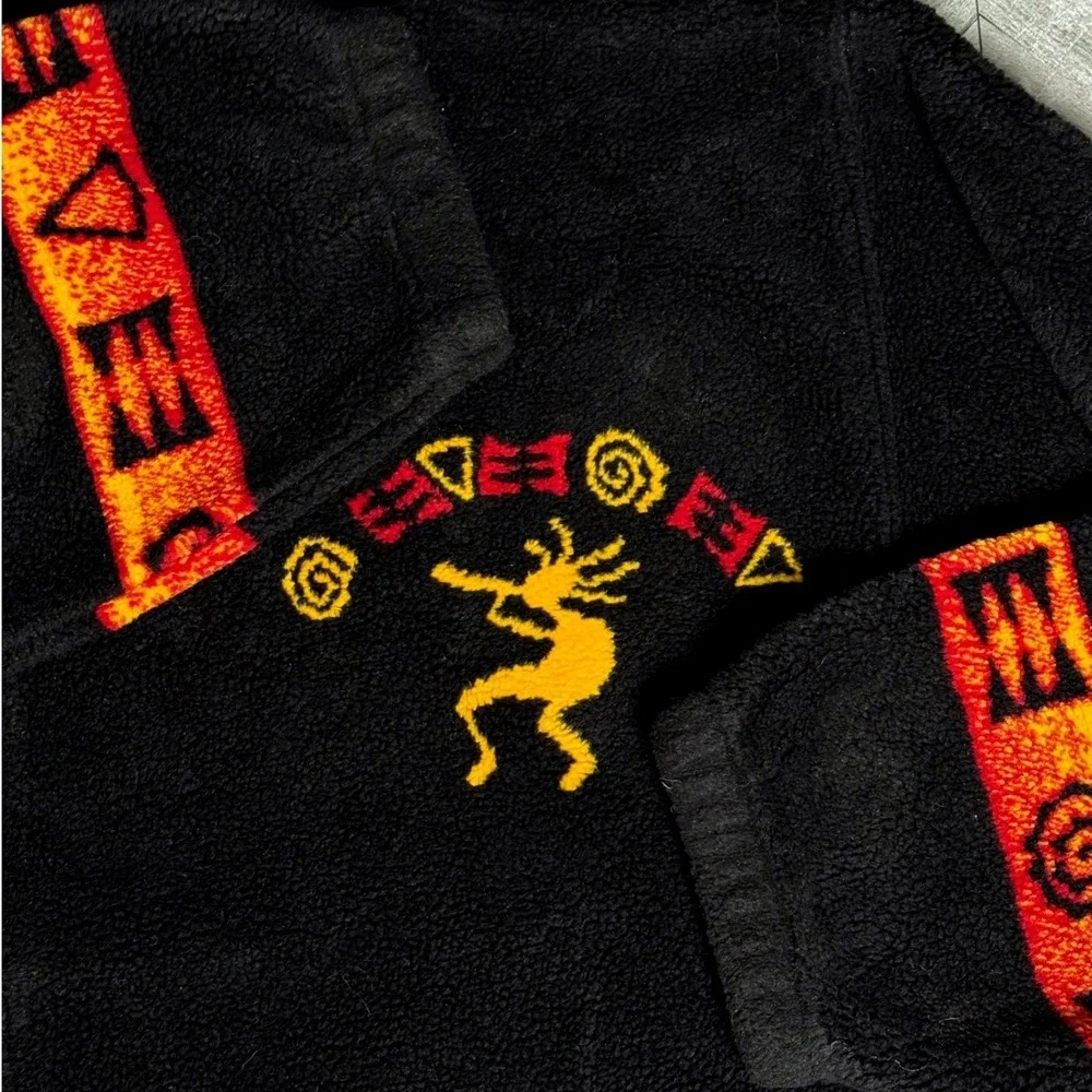 Bear Ridge Outfitters Kokopelli Fleece Jacket Mens 2X Black Southwestern Vintage